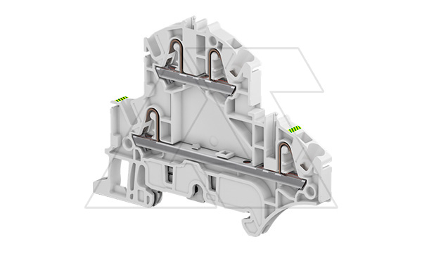 Клемма ZK2.5-D2-PE/5,2 пружинная, для заземления, 4 контакта, 300А/1с, ж./зеленый