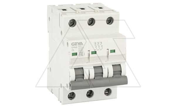 Авт. выключатель GYM8-3P-6C, 3P, 6A, хар-ка C, 4,5kA, 3M, без подкл. AU8, AL8.