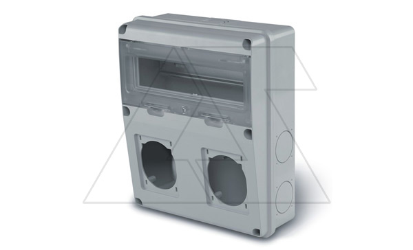 Щит комбинированный навесной, 11M + 2x 70x87(84x106) + 4x 50x60(закрыты), 235x285x107mm, IK08, IP55 серия ENERBOX
