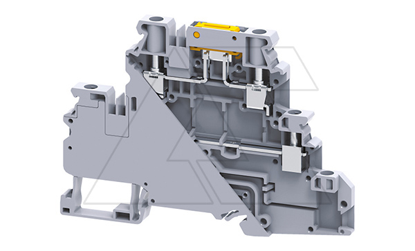 Клемма двухъярусная с ножевым размыкателем CYDLK4 /6x94,5mm, винтовая, 4 присоед., 4(max 6)mm2, 20/32A, 630V, серая