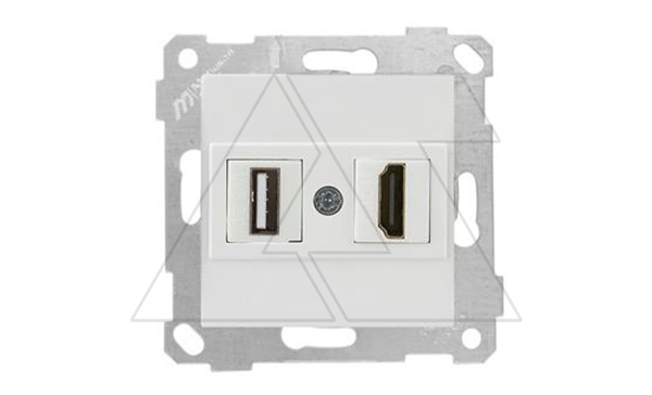 Rita - Розетка HDMI + USB Type A, для передачи данных, белый