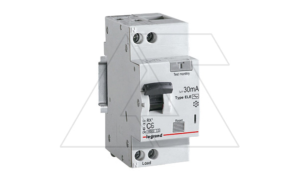 Дифф. авт. выключатель Legrand RX3, электронный, 1P+N, 6A, хар-ка C, 6kA, 30mA, тип AC, 2M