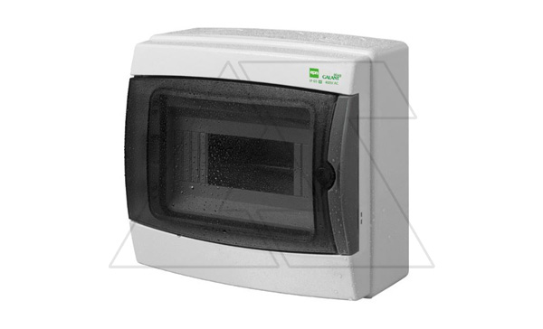 Щит навесной GALANT 1x8M, N/PE 2x 8x16+6x10mm2, дымчатая пласт. дверь, светло-серый RAL7035, 217x235x117mm, IP65