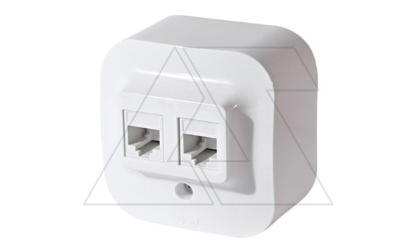 Quteo - Розетка двойная RJ11+RJ45 5E UTP, накладной монтаж, белая