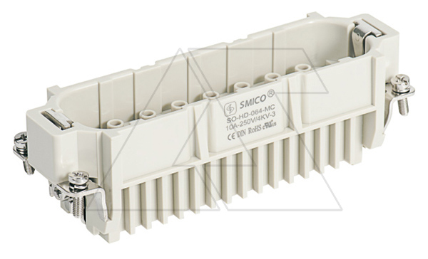 Корпус вставки контактной, размер H24B, тип вилка, 64P+PE, 10A, 250V, обжимной контакт
