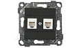 Rita - Розетка 2хRJ-45 кат. 6 UTP, черный мат от интернет-магазина amperkin.by