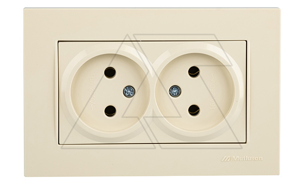 Rita - Розетка двойная 2x2P, (в комплекте с рамкой), сл.кость