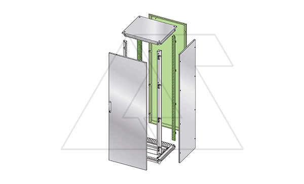 Задняя панель ENUX 1600x1000мм (ВxШ) с 2 задними стойками, RAL7035