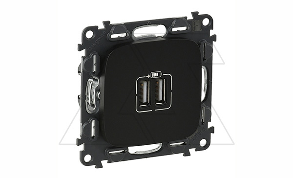 Valena Allure - Зарядное устройство с двумя USB Type A, 240V/5V, 1500мА, антрацит (инд. упаковка)