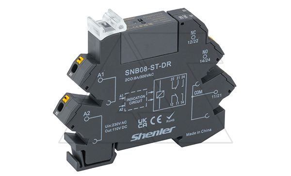 Реле интерфейсное R2G2CH110 с колодкой SNB08-ST-DR, push-in, 2CO, 8A(250VAC/30VDC), 230VAC,  RC фильтр, LED, W=12.95mm