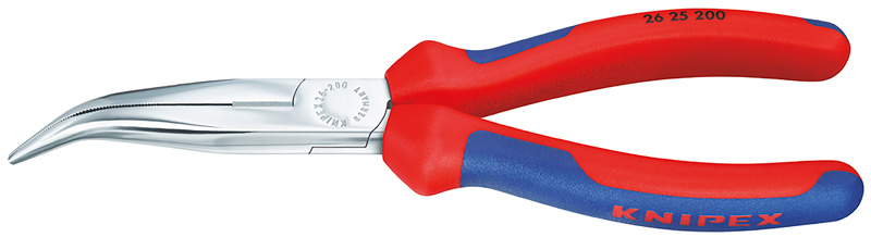 Длинногубцы с режущими кромками, полукруглые губки 40°, L-200 мм, хром., 2-комп. рукоятки, SB(KNIPEX)