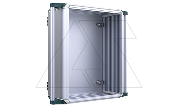 Корпус панели оператора 500x400x180(90+90)мм (ШxВxГ), дверь сзади, без лицевой панели, анодированный алюминий, IP65