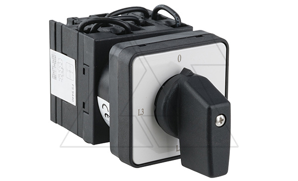 Переключатель амперметра UKT0-3-8048/E, 20A, тип 0-L1-L2-L3 (90°), круговое вращение, на дверь, фронт IP65