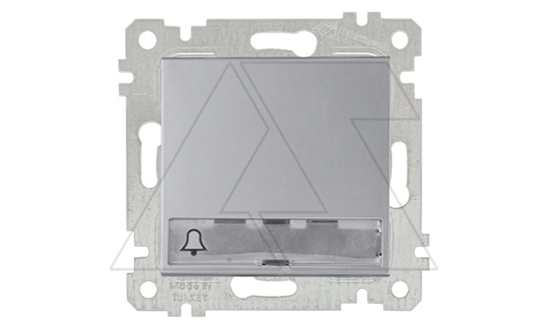 Rita - Выключатель кнопочный с подсветкой 12В, с маркировкой, пруж. зажимы, нерж. сталь