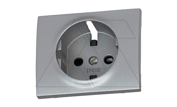 Galea Life - Обрамление для розетки 2Р+Е нем.стд. со шторками, Aluminium