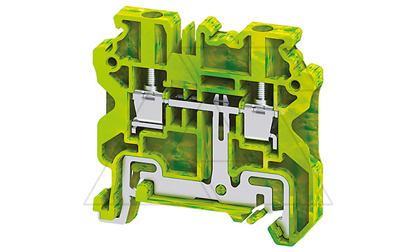 Клемма защитного проводника CYG4 /6x50mm, винтовая, 2 присоед., 4(max 6)mm2, желто-зеленая