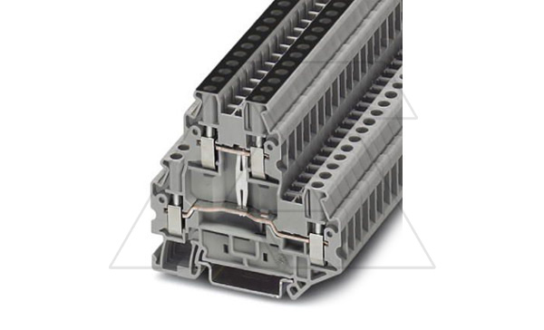 Клемма двухъярусная UTTB 2,5-PV /5,2mm, винтовая, со связью потенциала, 4 присоед., 2,5(max 4)mm2, 24A, 500V, серая