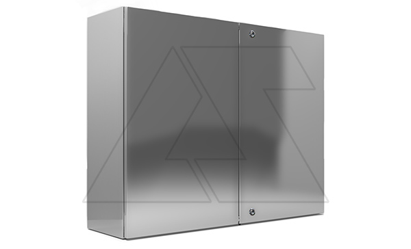 Щит ECOR моноблочный 800x1200x300мм (ВxШxГ) из нерж. стали навесной с монт. панелью двудверный, 2 язычковых замка, дно глухое, IP55