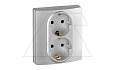 Etika - Розетка 2x2P+E нем. стд. авт.зажим со шторками (алюминий) от интернет-магазина amperkin.by