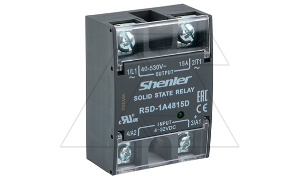Реле твердотельное RSD-1A4815D, однофазное, 1NO, 15А(40_530VAC), 4_32VDC, W=45mm