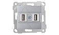 Rita - Розетка 2xUSB Type A, для передачи данных, нерж. сталь от интернет-магазина amperkin.by