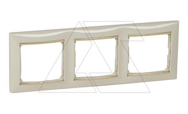 Valena - Рамка 3 поста верт/гориз, слоновая кость/золото
