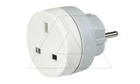 Адаптер 16А 2Р+Е с брит. на франц./нем. стд., белый/серый (Англия-Европа)