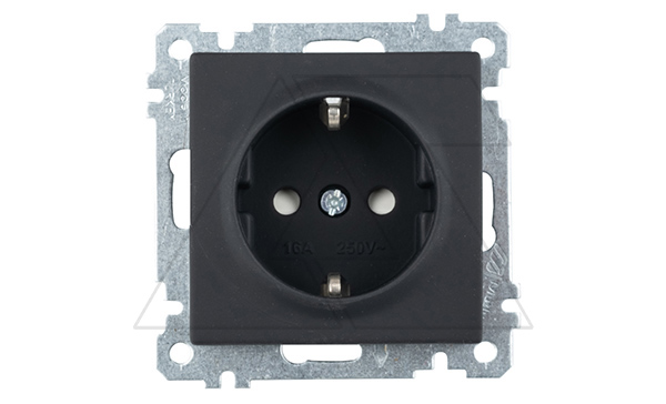 21 - Розетка 2P+E, защ. шторки, черный мат