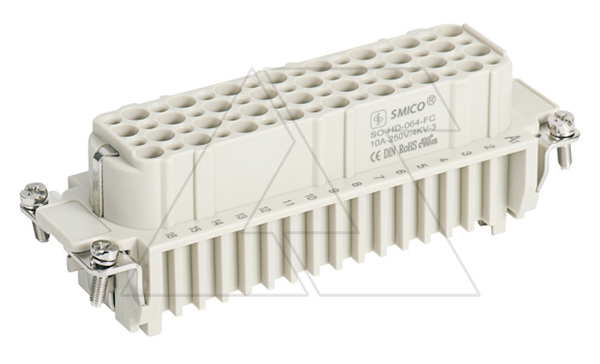 Корпус вставки контактной, размер H24B, тип гнездо, 64P+PE, 10A, 250V, обжимной контакт