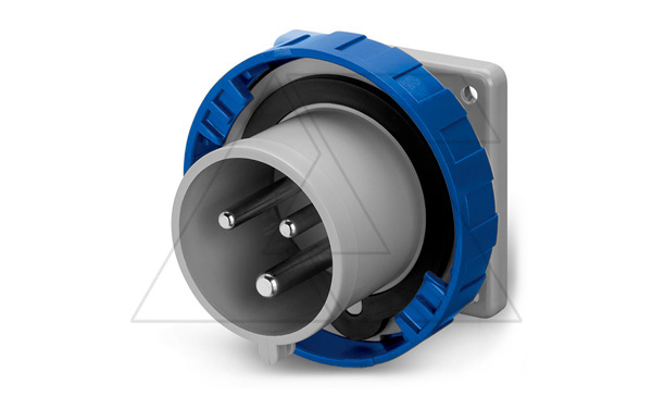 Разъем пром. силовой CEE встраиваемый, штекер, 32A, 2P+E 6h, 200_250VAC 50/60Hz, уст. 75x75mm, IP66/IP67/IP69, серия OPTIMA