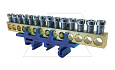 Клемма Morek для нейтрали N14  14x1,6_16mm² Cu, 63A, 690V, синий, на DIN-рейку, IP00 (стикерованный) от интернет-магазина amperkin.by