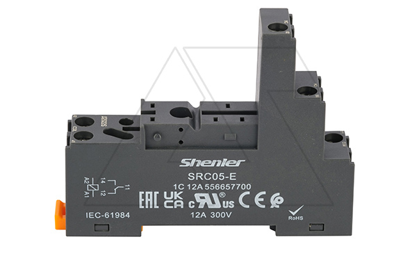 Цоколь SRC05-E, 12A(300V), винтовой зажим, черный, на рейку DIN35/панель, для реле шаг 3,5mm R2G1CO, RM87N,  41.31, RT1