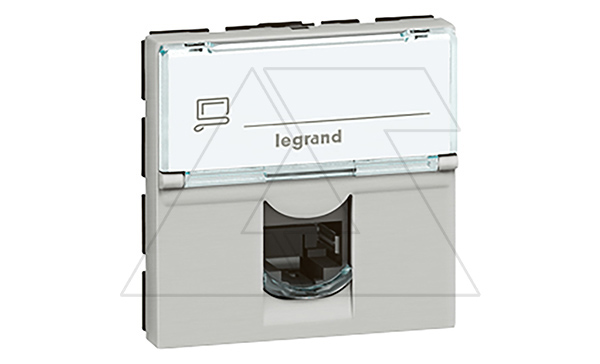 Mosaic - Розетка RJ-45 Кат.5е UTP, 2М, с окном маркировки, алюминий