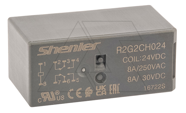 Реле R2G2CH024, 2CO, 8A(250VAC/30VDC), 24VDC,  растр. 5mm, IP50