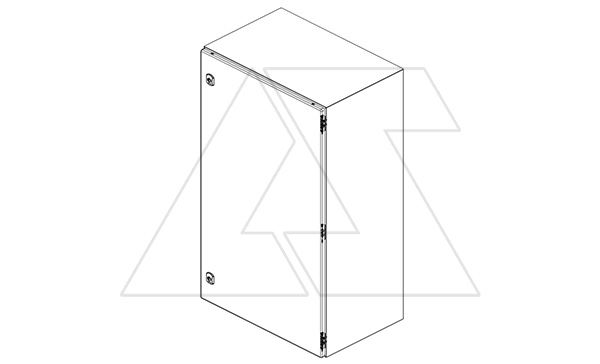 Щит DM моноблочный 1000x800x400мм (ВхШхГ) навесной с монт. панелью, 1 глухая дверь, 2 замка, 3 петли, RAL7035, IP66