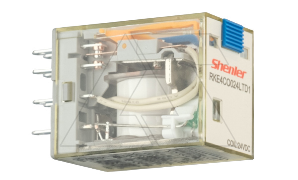 Реле RKE4CO024LTD1, 4CO, 5A(250VAC/30VDC), 24VDC, мех. индикация, тест-кнопка с блокировкой, диод +A1/-A2, LED