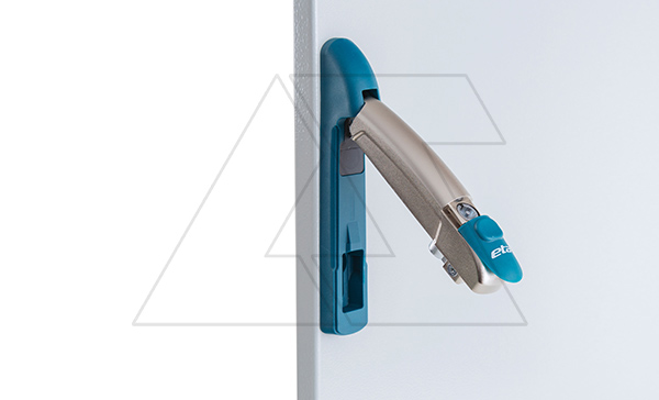 Ручка с рычагом для стальных ENUX/EMOX с логотипом ETA, RAL5020 + e-coating "silver"