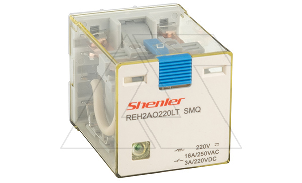 Реле REH2AO220LTSMQ, 2NO, 16A(400VAC)/ 10A(220VDC), 220VDC(0,65Un) RZA, тест-кнопка, LED, магнит