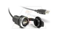 Встраиваемое гнездо B, USB, кабель 1.5m, 22mm, IP65
