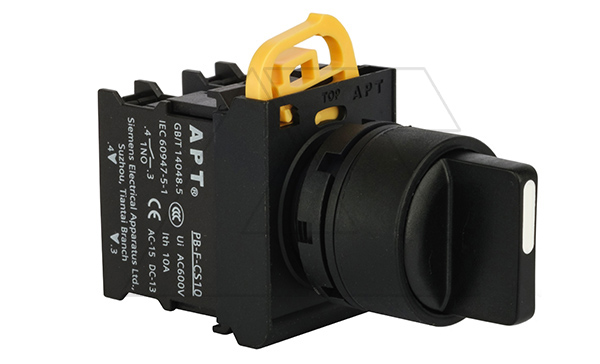 Переключатель PB3E, черный, I-0<-II, возврат, 2NO, 6A 230VAC/24VDC, без подсветки, 22mm, IP65