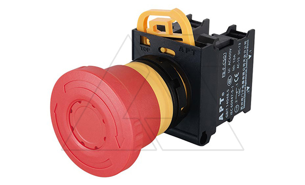 Кнопка аварийной остановки PB3E 40mm, разблок. поворотом, 1NC, 6A 230VAC/24VDC, 22mm, IP65