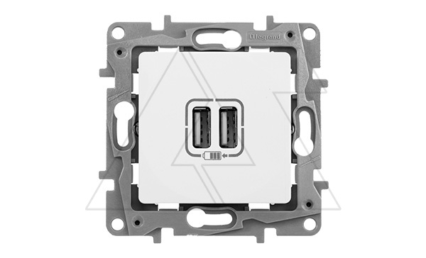 Etika - Зарядное устройство с двумя USB Type A, 240V/5V, 2400мА. (белый)