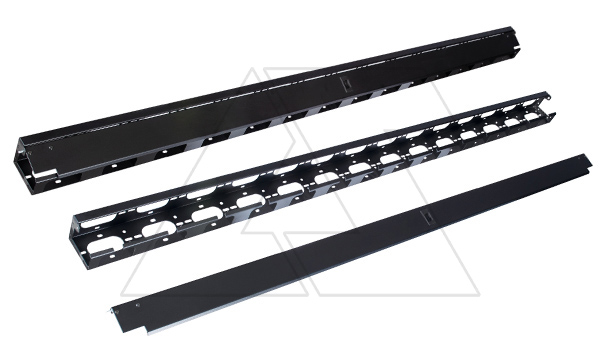 Органайзер 42U, кабельный вертикальный с крышкой, ВxШxГ 1865x93x82, металл, черный