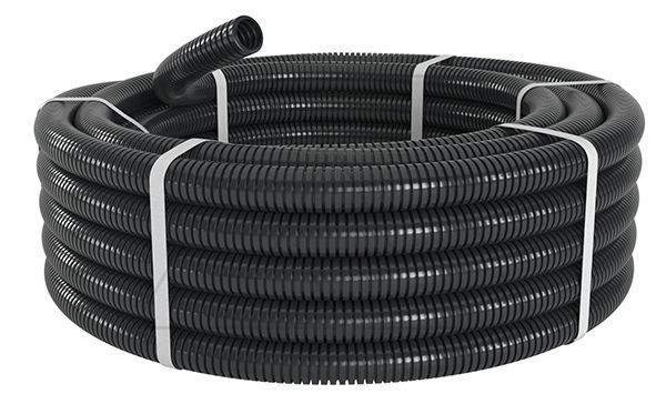 Труба ПА 6 гофр., DN17мм, ПВ-2, Dвн 16,8 мм, Dнар 21,2 мм, цвет чёрный