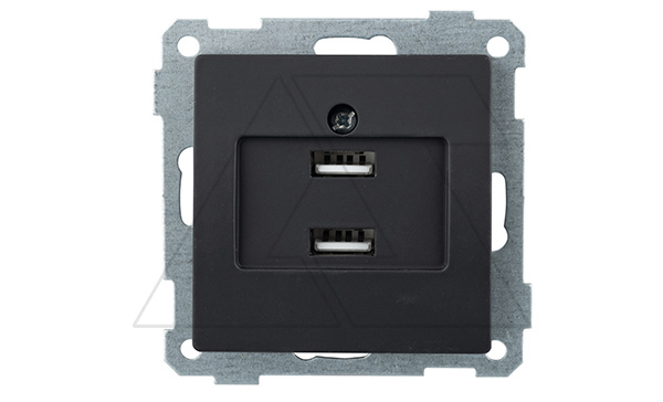 21 - Розетка 2xUSB Type A, черный мат