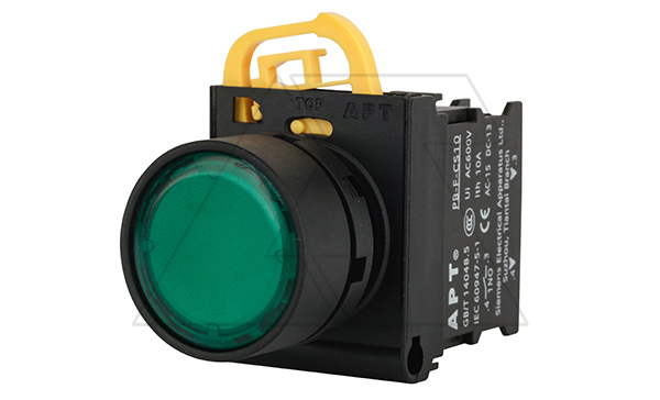 Кнопка плоская PB3E, зеленая, с фиксацией, с подсветкой без LED, 1NO, 6A 230VAC/24VDC, 22mm, IP65