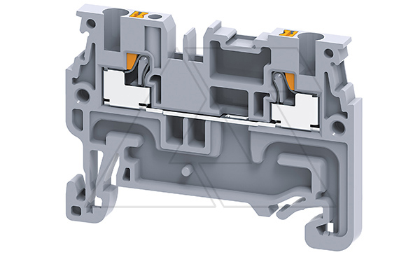 Клемма проходная CP1.5 /3,5x45,3mm, push-in, 2 присоед., 1,5(max 2,5)mm2, 15A, 800V, серая