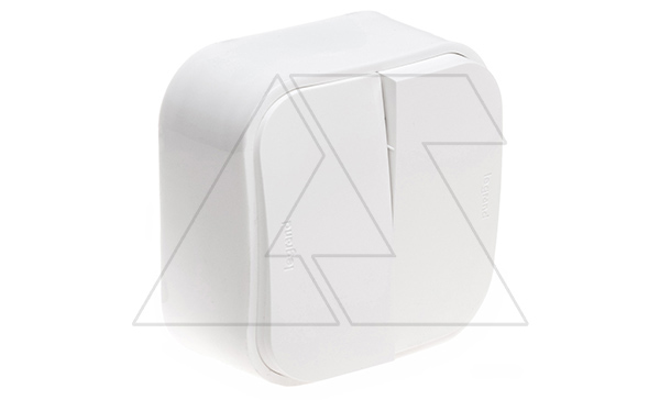 Quteo - Переключатель на 2 направления двухклавишный, накладной монтаж, винт. зажимы, белый