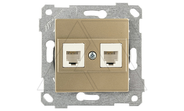 Rita - Розетка 2хRJ-45 кат. 5e UTP, золото доре
