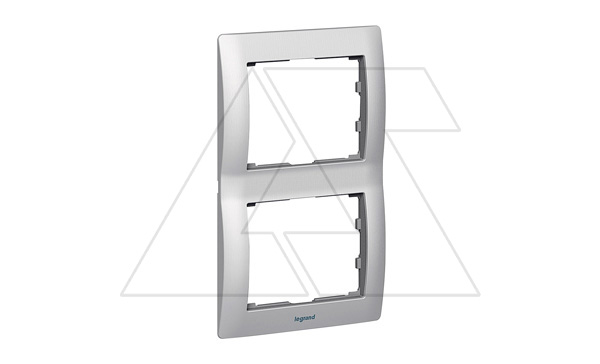 Galea Life - Рамка Metallic на 2 поста вертикальная, Brushed Aluminiumn